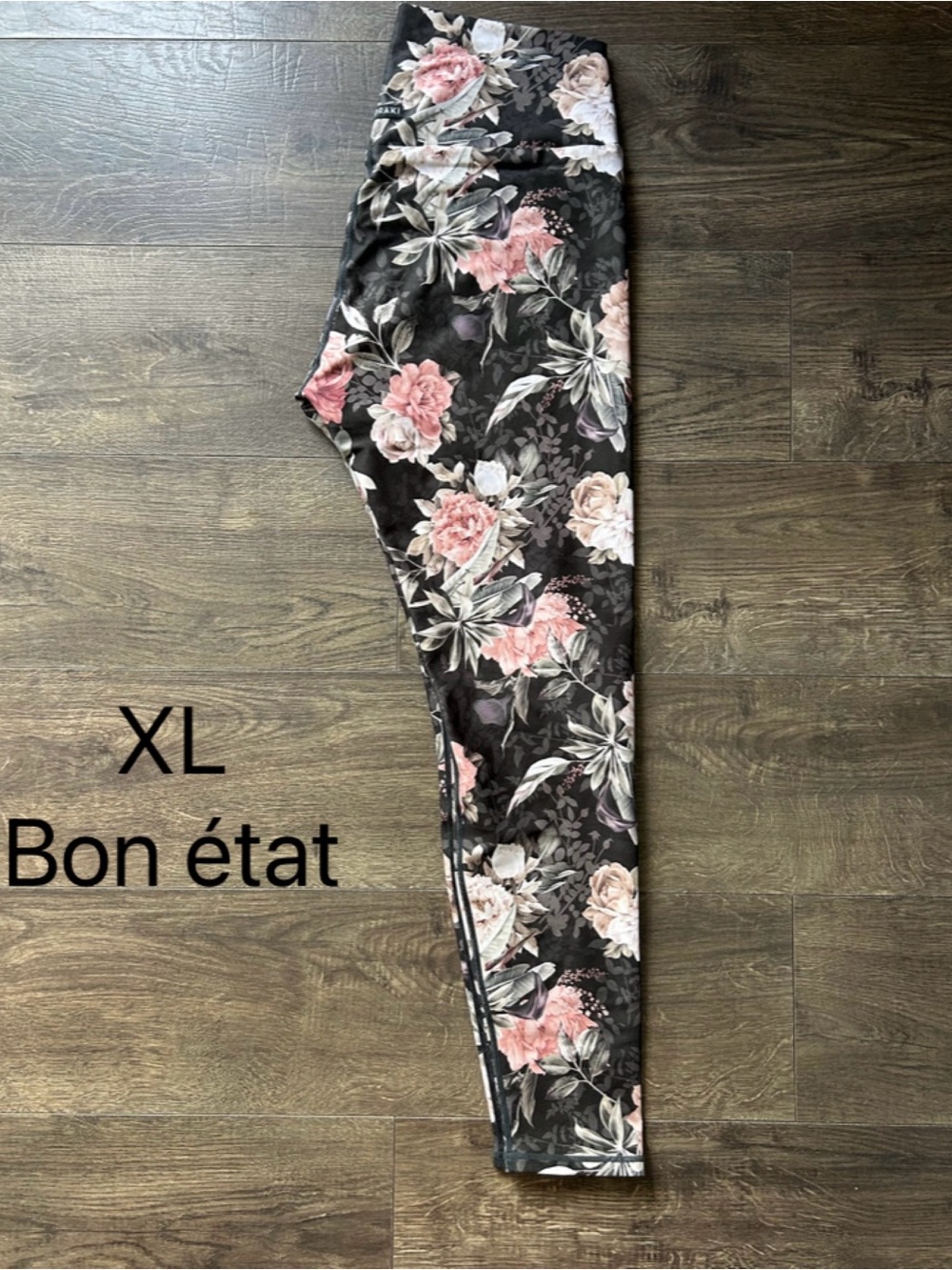 Floral Print Black & Pink Leggings - Women's Oraki XL